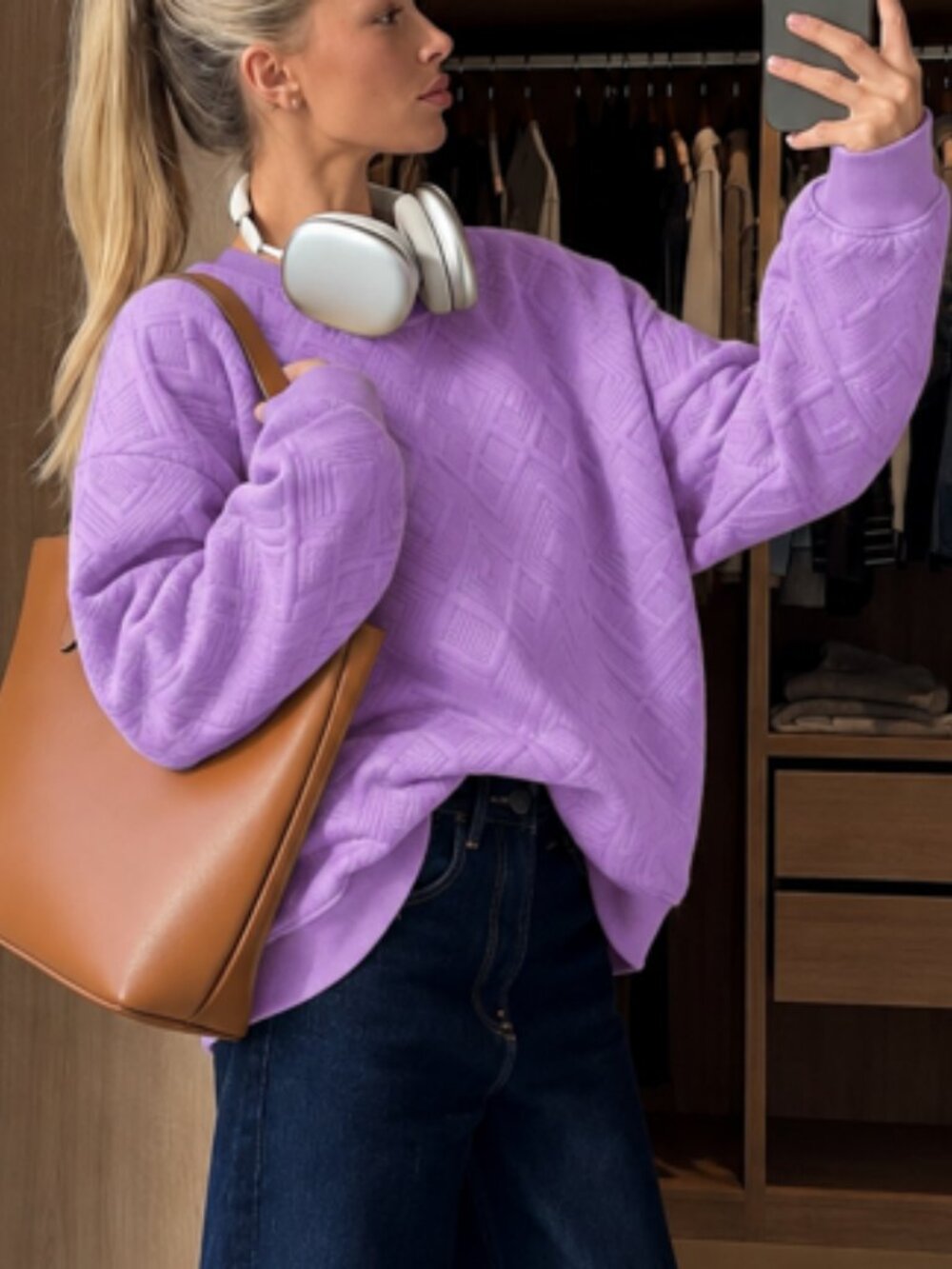 NWT Como Vintage Oversized Sweater, Violet Tulle XL